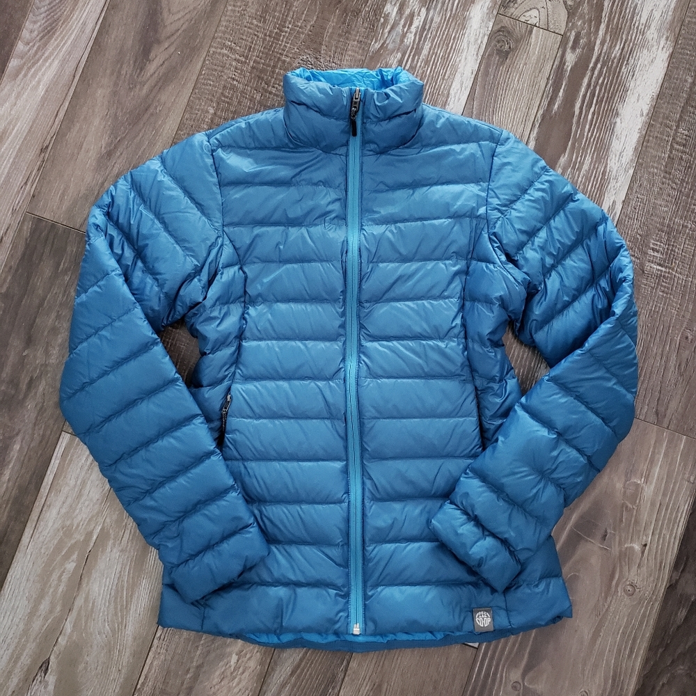 REI CO OP Down Jacket Nano Puffer Blue Teal S SMALL EUC Outerwear Coat LS